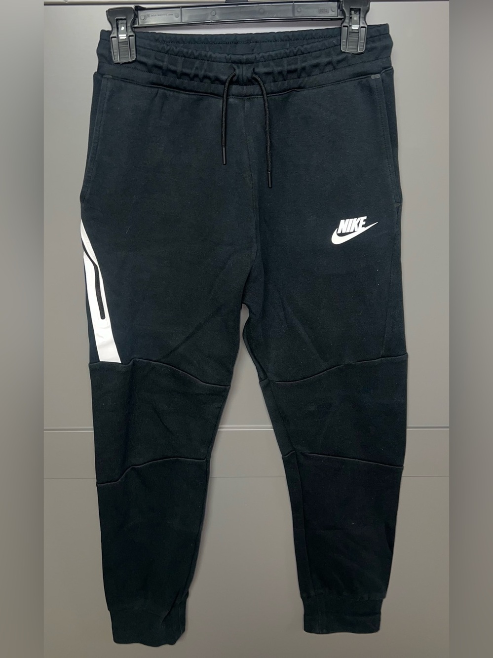 Kids Nike Black Jogger Sweatpants with White Swoosh